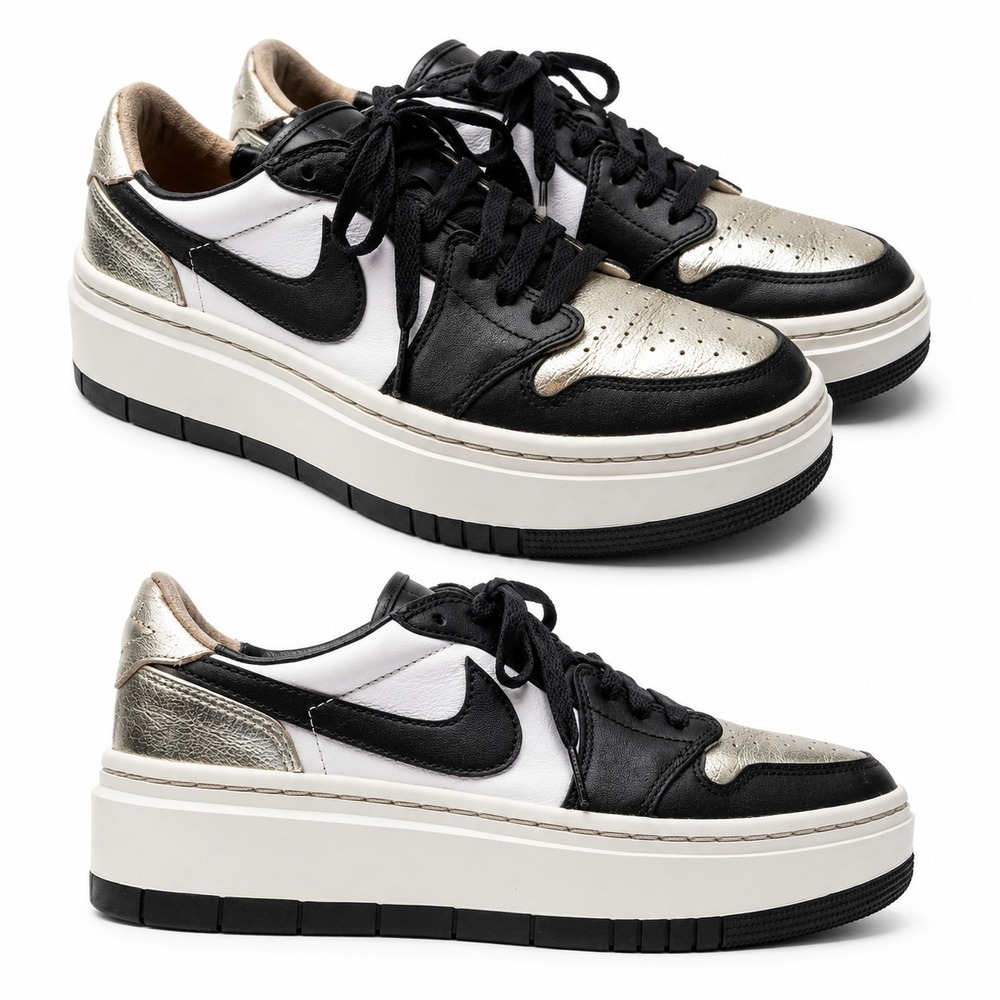 NIKE Air Jordan 1 Elevate Low SE Sneaker Women Size 9 Black Silver Platform Sole